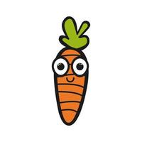 Cute carrot with big eye illustration with colored doodle style on white background vector