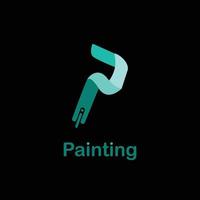 painting logo with letter p  simple design icon illustration vector