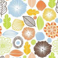 Vector seamless pattern in Scandinavian style with flowers and leaves