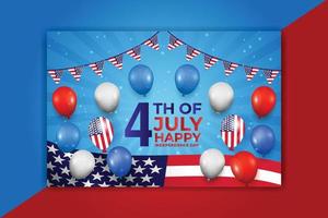 4th of july happy independence day background design vector