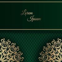 green background, with gold mandala decoration vector