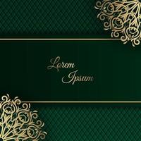 green background, with gold mandala decoration vector