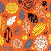 Vector seamless pattern in Scandinavian style with flowers and leaves