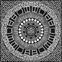 Mandala pattern black and white. Vector mystical background. Graphic abstract background. Black design element. Ethnic round ornament decoration.