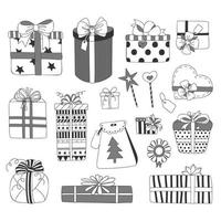 Collection of doodle sketch christmas gift boxes vector