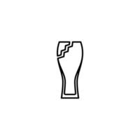 icono de vidrio wiezenbier roto sobre fondo blanco. simple, línea, silueta y estilo limpio. en blanco y negro. adecuado para símbolo, signo, icono o logotipo vector