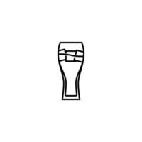 icono de vidrio wiezenbier con cubo de hielo sobre fondo blanco. simple, línea, silueta y estilo limpio. en blanco y negro. adecuado para símbolo, signo, icono o logotipo vector