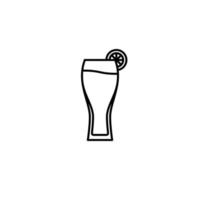 wiezenbier glass icon with lemon slice on white background. simple, line, silhouette and clean style. black and white. suitable for symbol, sign, icon or logo vector