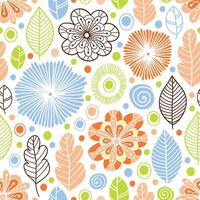 Vector seamless pattern in Scandinavian style with flowers and leaves