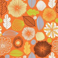 Vector seamless pattern in Scandinavian style with flowers and leaves