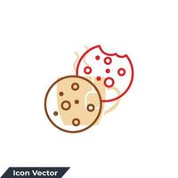 Ilustración de vector de logotipo de icono de cookies. plantilla de símbolo de galletas con trocitos de chocolate para la colección de diseño gráfico y web