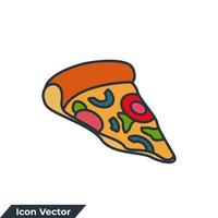 pizza icon logo vector illustration. Pizza slice symbol template for graphic and web design collection