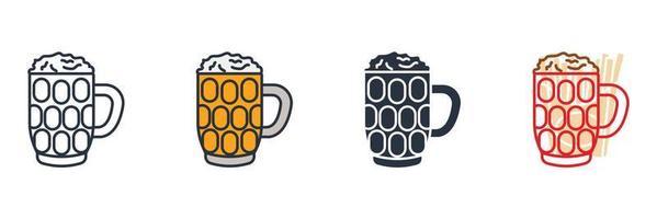 Glass of beer icon logo vector illustration. beer glasses symbol template for graphic and web design collection