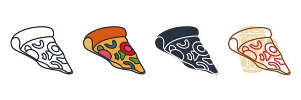 Ilustración de vector de logotipo de icono de pizza. plantilla de símbolo de rebanada de pizza para la colección de diseño gráfico y web