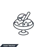 ice cream bowl icon logo vector illustration. Balls and soft ice cream in glass bowl symbol template for graphic and web design collection