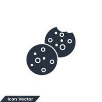 Ilustración de vector de logotipo de icono de cookies. plantilla de símbolo de galletas con trocitos de chocolate para la colección de diseño gráfico y web