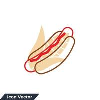 Ilustración de vector de logotipo de icono de perro caliente. plantilla de símbolo de perrito caliente americano delicioso para la colección de diseño gráfico y web