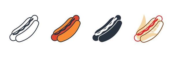 hot dog icon logo vector illustration. American delicious hot dog symbol template for graphic and web design collection