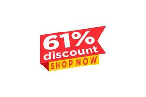 61 discount, Sales Vector badges for Labels, , Stickers, Banners, Tags, Web Stickers, New offer. Discount origami sign banner.