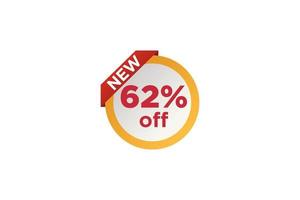 62 discount, Sales Vector badges for Labels, , Stickers, Banners, Tags, Web Stickers, New offer. Discount origami sign banner.