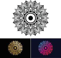 fondo de diseño de mandala ornamental negro, diseño de mandala, diseño de papel tapiz de arte de libro de colores de patrón de mandala, mandala en blanco y negro vector