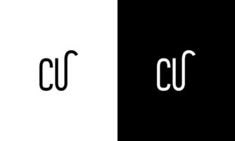 CU logo design. Letter CU logo design. CU logo icon design in black and white colors free vector template.