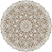 Deep Brown Color Mandala on white isolated background. vector