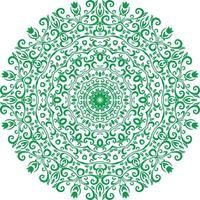Green Color Mandala on white isolated background. vector