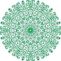 Green Color Mandala on white isolated background. vector