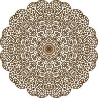 mandala de color marrón oscuro en un fondo blanco.diseño de patrón de encaje. vector