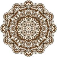 Deep Brown Color Mandala in a white Background.Lace Pattern Design. vector