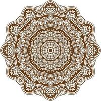 mandala de color marrón oscuro en un fondo blanco.diseño de patrón de encaje. vector