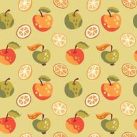 Seamless pattern with apples and citrus slices vector