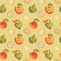 Seamless pattern with apples and citrus slices vector