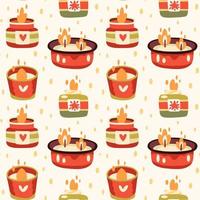 Seamless autumn pattern with various burning candles vector