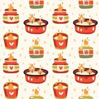 Seamless autumn pattern with various burning candles vector