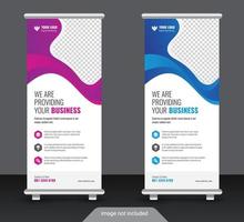 Corporate colorful roll up standee banner design template vector