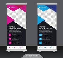 plantilla de diseño de banner standee enrollable colorido corporativo vector