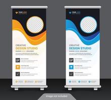 Modern corporate colorful roll up standee banner design template vector