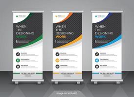 Modern corporate colorful roll up standee banner design template vector