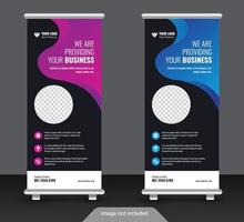 Modern corporate colorful roll up standee banner design template vector