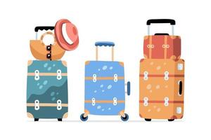 conjunto de maletas para un viaje cómodo vector