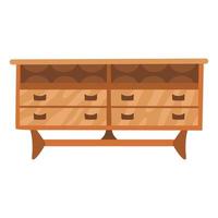 Retro wooden cabinet with shelves, mid-century modern furniture vector