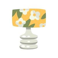 lámpara de noche retro con adorno floral, elemento decorativo moderno de mediados de siglo. vector