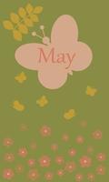 May. Spring banner. Color, butterflies. suitable for postcards, calendars, promotional products. cartoon vector illustration.