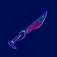 Dagger neon small sword cyberpunk knife logo fiction colorful design with dark background. Abstract t-shirt vector illustration.