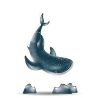 whale shark 3d object. swimming on a white background. simple 3d design vector