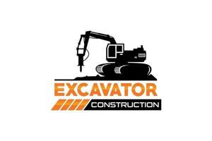 Excavator logo template vector. Heavy equipment logo vector for construction company. Creative excavator illustration for logo template.