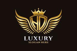 Luxury royal wing Letter KD crest Gold color Logo vector, Victory logo, crest logo, wing logo, vector logo template.