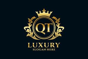 Initial QT Letter Royal Luxury Logo template in vector art for luxurious branding projects and other vector illustration.
